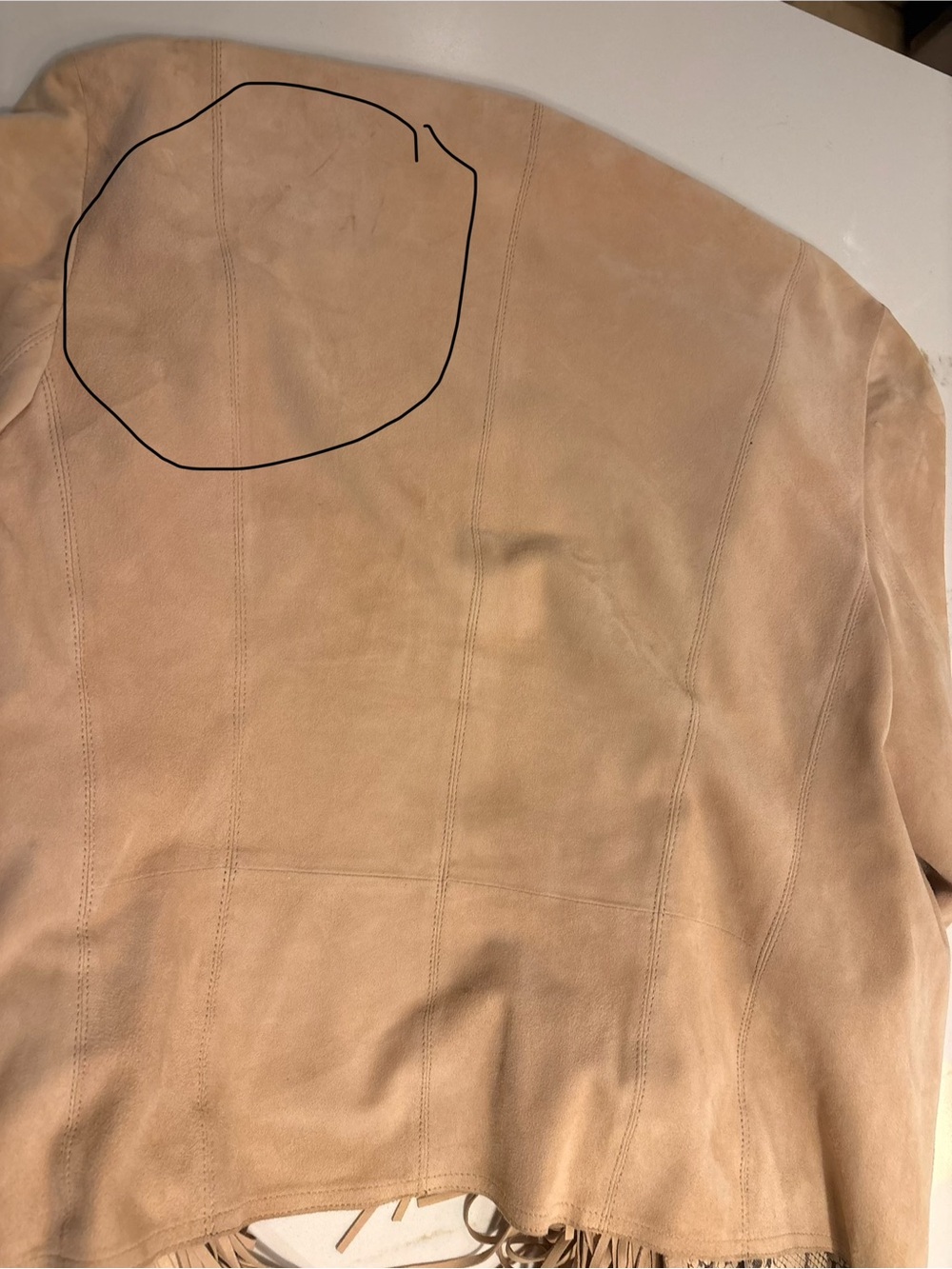 Marc Cain Tan Leather Suede Cropped Fringed light weight jacket size small - Picture 6 of 6